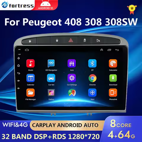 4G+64G Android 10 Car Radio GPS RDS DSP multimedia player for Peugeot 408 for Peugeot 308 308SW 2din