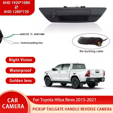AHD 1080P NTSC Golden lens Pickup Truck Tailgate Handle Reverse Camera For Toyota Hilux Revo 2015-20