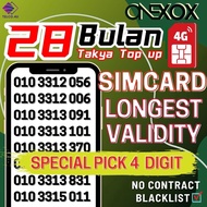 ONEXOX Simcard Prepaid Sim 28 Bulan X Topup VIP Number 28 Months Validity Celcom ONE XOX Black Simka