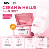 SKINTIFIC NIACINAMIDE BRIGHTENING DAILY MASK 30 SHEETS HYDRATING GLOW SHEET MASK MASKER WAJAH