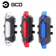 GCD ไฟท้ายจักรยาน LED กันน้ำชาร์จไฟได้ด้วย USB ไฟเตือนความปลอดภัยสำหรับขี่จักรยานอุปกรณ์เสริมสำหรับจักรยาน