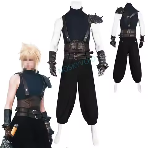 Anime FF7 Strife Cosplay Costume FFVII ACC Cloud's Combat Uniform Set Halloween Advent Children Full
