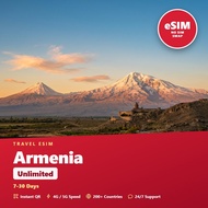 Armenia Travel eSIM Unlimited 7-30 Days Prepaid Data SIM