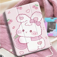 Bunnies 1pc Cute Rabbit Double-Sided Painted Acrylic Transparent Crystal Back Cover Protective Case 