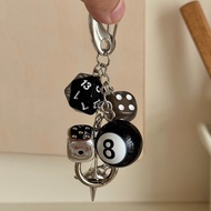 Fashion Creative Billiard Pool Keychain Table Ball for Key Ring Lucky Black No.8 for Key Chain Resin