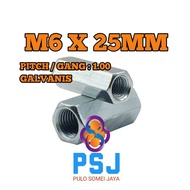 Long Nut M6 Long Nut/ M6 x 25 MM White Galvanized/ M6 Screw