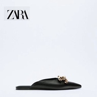 Zara Women's Shoes Metal Buckle Flat Elegant Classy Mules 12544810030