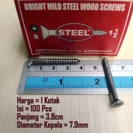 (1 box) 1-1/ Wood Screws 2 x 8 Length 3.8 cm / Wood Screw 1-1/2" x 8 Quality