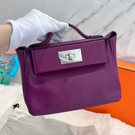 กระเป๋าผู้หญิงทรงสี่เหลี่ยมกลมหนังวัวชั้นบน Mini Kelly Bag กระเป๋าสะพายข้างแบบสะพายข้างสำหรับฤดูใบไม