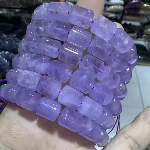 Haohan Natural A+++ Lavender Amethyst Moon Quartz barrel bead DIY Design Mystery Gemstone Unisex Bra