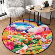 Minimalist Aesthetic Motif Floor Carpet Round Polyester Carpet 90x90 & 120x120cm Round Anti-Slip Car
