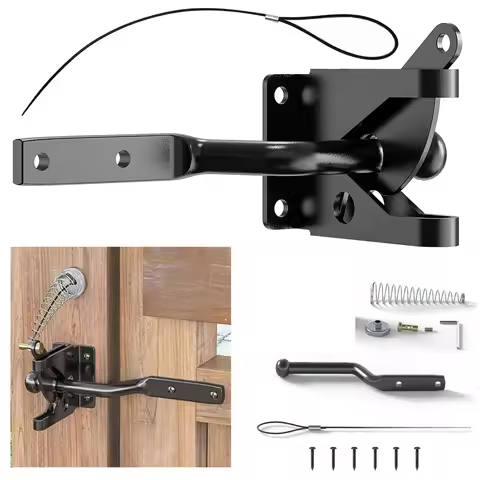 1Pc Black Gate Latch Automatic Gate Gravity Latch Self Locking Fence for Wooden Gates Door