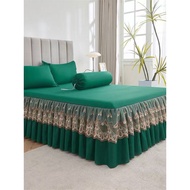 🖤READY STOCK IN KLANG🖤 Queen & King Size 4 In 1 Cadar Ropol Set Bedskirt With Lace