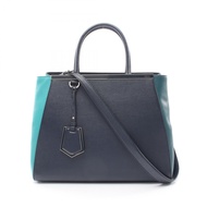 【二手】Fendi FENDI 2JOURS 2WAY 手提包 8BH250 海軍藍/綠色皮革 2JOURS 兩用單肩包 女士 二手 B