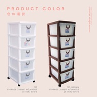 TOYOGO 604-5 5 tier storage cabinet Plastic,drawer with wheels/laci 5 tingkat plastik beroda