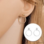 Silver Beads Back Hanging Round Earrings Korean Temperament Earrings Hoop Earrings Round Earrings Ev