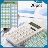 [Direrxa] 20 Pieces Conversion Chart Stickers Inches to Mm Easy Waterproof Decals for
