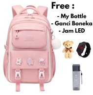 Tas Ransel Anak Perempuan Karissa dengan Tali Serat Mikro Trendi & Aksi - Waterproof Sporty Laptop B