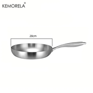 【AA NEW】 24CM Frying Pan 304 Stainless Steel 2MM Thick Wok Pan 5 Ply Steel SkilletProfessional Grade