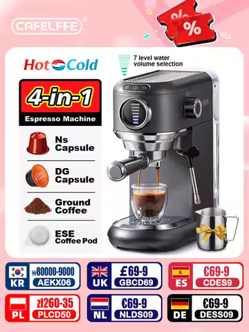 Cafelffe 4in1 Cafetera Cappuccino Coffee Machine Dolce gusto Nes Capsule Espresso Maker ESE Pod Grou