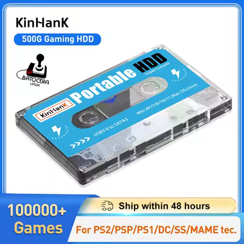 KINHANK 500G Gaming HDD Super Console 100000 Video Games 70 Emulators For DC/MAME/SS/NAOMI/PS2/PS1 P