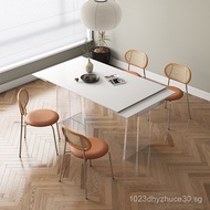 Combination Telescopic Floating Acrylic Island Table Small Apartment Dining Table Pure White Rock Bo