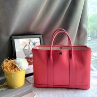 Hermes Garden Party 30cm 銀釦 Epsom皮手提包(杜鵑粉)