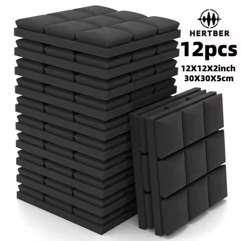 HERTBER-Mushroom Acoustic Foam Panels 30x30x5cm Sound Absorbing Wall Tiles for Studio 12Pcs