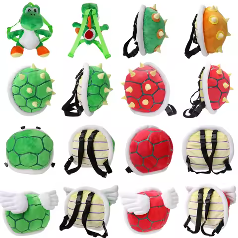 9 Styles Super Mario Plush Backpack Koopa Troopa Bowser Lemmy Yoshi Turtle Shell Stuffed Plushie Toy