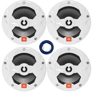 6.5" 2-Way Marine Audio Multi-Element White Boat Speakers (Qty 4), with 20-Feet 16 Gauge Marine Grad