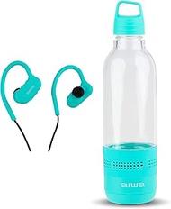 AIWA Water Bottle with Speaker and Earphone Bundle - 400ml Water Bottle with 4 Hour Playtime and Wir