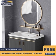 CONWR Space Aluminum Alloy Bathroom Washbasin With Cosmetic Storage Mirror Box Modern Simple Toilet Bathroom Cabinet Basin Set Bathroom Racks Cabinets d12
