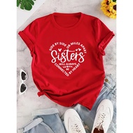 Sisters Letter Print Women’s Casual Crew Neck T-Shirt