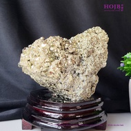 HOJB High Grade Brazilian Pyrite Rough Stone Specimen Ornament 135x145mm(1.52kg) 聚寶軒优质巴西黄铁矿(愚人金)原石风水