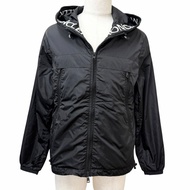 成色極佳 □ MONCLER D10914163505 MASSEREAU GIUBBOTTO 連帽刺繡Logo夾克風衣 黑色 男款 1碼