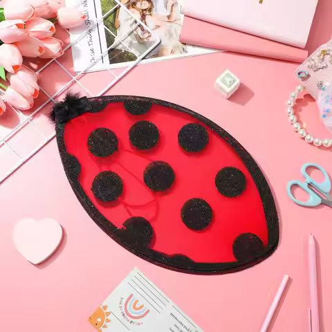 Foldable Mesh Ladybug Wings Kids Cosplay Wing Lightweight Party Performance Costume for Girls Cospla