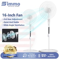 Simmo Kipas Berdiri 16 inch Stand Fan 5 blades 3 Speed Control Standing Fan Silent Strong Wind 风扇