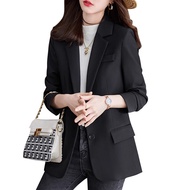 Women Korean Fashion Bartered Collar Daily Casual Solid Color Blazer