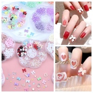 New Resin Bow Hollow Pearl Star Eye Makeup Butterfly Nail Accessories 7-Grid Plum Blossom No Glue