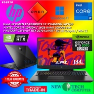 #1691 Used HP OMEN 17 Gaming Laptop Intel Core i7-10750H 16GB 1TB SSD 17.3" 144Hz FHD Nvidia RTX2070