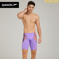 speedo2023新款印花及膝五分泳褲專業競賽抗氯防尷尬男士速乾泳裝