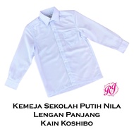 [Koshibo] VENTINO Kemeja Sekolah Lengan Panjang Putih Nila / Kain Licin Koshibo / Kemeja Sekolah Ren