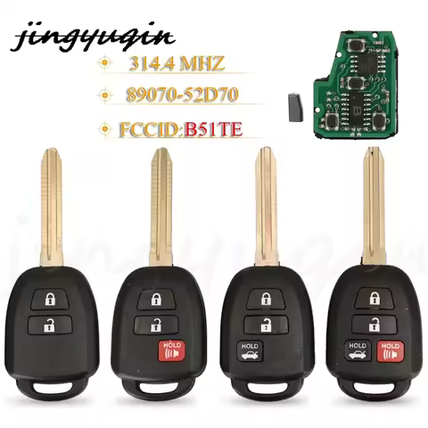 jingyuqin Remote Car Key Fob 314.4MHz G / H Chip B51TE / B71TH 89070-52D70 For Toyota Yaris 2012-201
