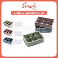 6 Big Grid Bekas Air Batu Bekas Makanan Bekas Ais Baby Silicone Ice Cube Tray with Cover Ice Tray Ic