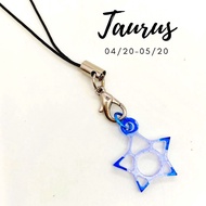 Handcraft Keychain Necklace Taurus Horoscope Astrology Zodiac Constellation Mobile Phone Charm Tags 