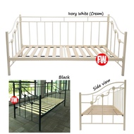 Single Metal Daybed / Single Metal Bed Frame / Day Bed Frame / Black or Ivory White Bedframe (Assembly Included)