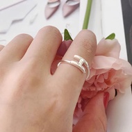 s925 sterling silver H letter ring female stackable index finger ring