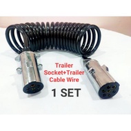 1SET 2Pc Trailer Socket +Trailer Wire 7 Core Trailer Truck Sussie Retractable Electric Cable Wire