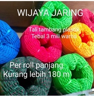 tali tambang plastik 3 mili warna panjang kurang lebih 180 meter