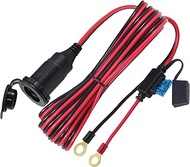 12V Cigarette Lighter Socket Replacement - 13FT DC Cigarette Socket to Battery Eyelet Ring Terminal 